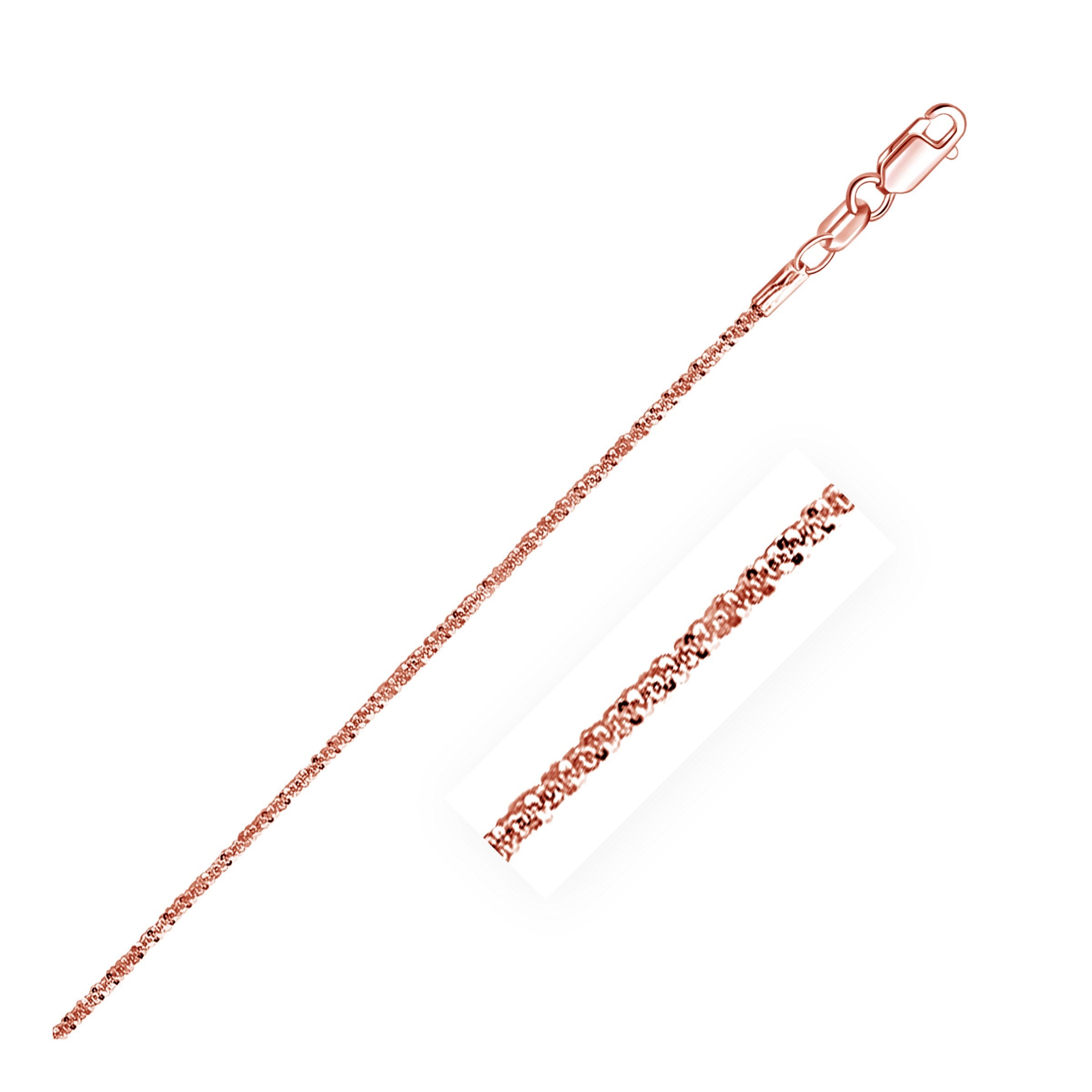 1.50 mm 14K Rose Gold Sparkle Chain in a sleek high-contrast midnight luxury editorial style